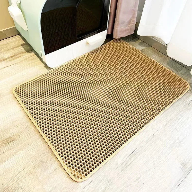 Honeycomb Cat Litter Mat – Large Waterproof Double-Layer EVA Trapping Mat