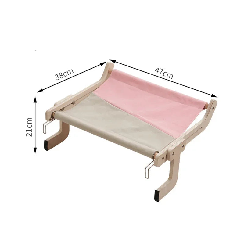Sturdy Wooden Cat Window Hammock – Cozy Cotton Canvas Bed